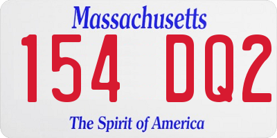 MA license plate 154DQ2
