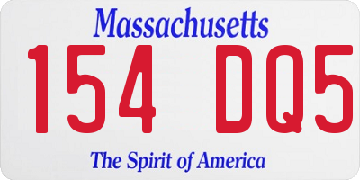 MA license plate 154DQ5