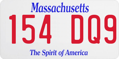 MA license plate 154DQ9