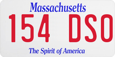 MA license plate 154DS0