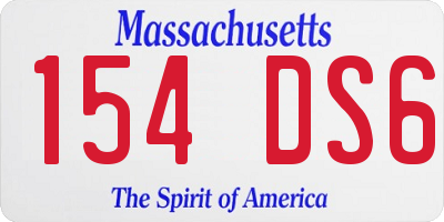 MA license plate 154DS6