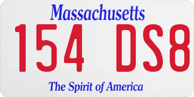 MA license plate 154DS8