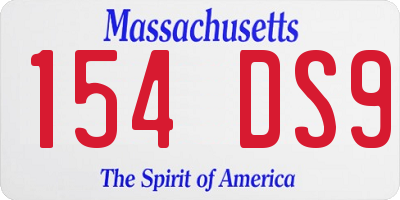 MA license plate 154DS9