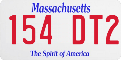 MA license plate 154DT2