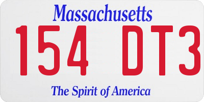MA license plate 154DT3