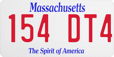MA license plate 154DT4