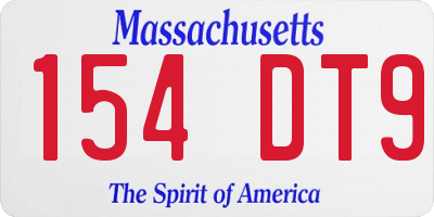 MA license plate 154DT9