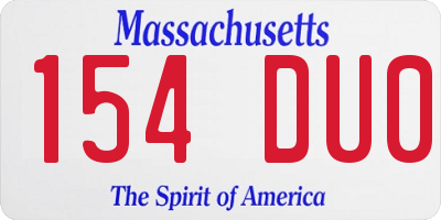 MA license plate 154DU0