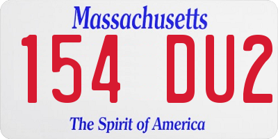 MA license plate 154DU2