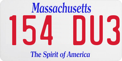 MA license plate 154DU3