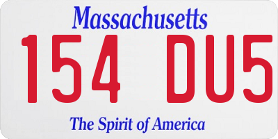MA license plate 154DU5