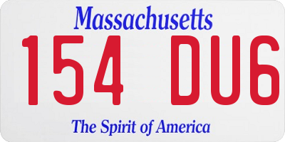 MA license plate 154DU6