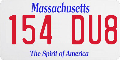 MA license plate 154DU8