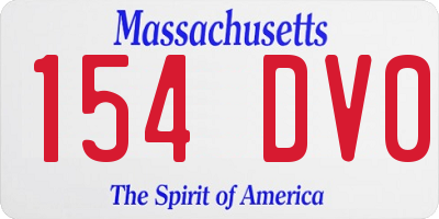 MA license plate 154DV0