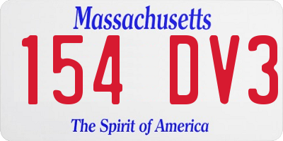 MA license plate 154DV3