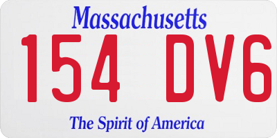 MA license plate 154DV6