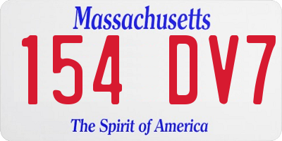 MA license plate 154DV7