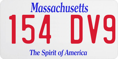 MA license plate 154DV9