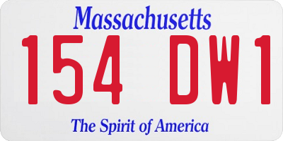 MA license plate 154DW1
