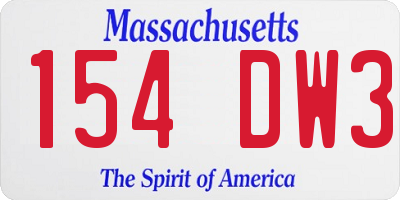 MA license plate 154DW3