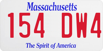 MA license plate 154DW4