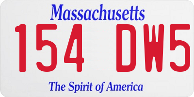 MA license plate 154DW5