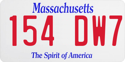 MA license plate 154DW7