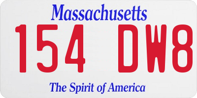 MA license plate 154DW8