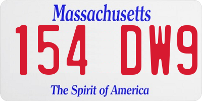 MA license plate 154DW9