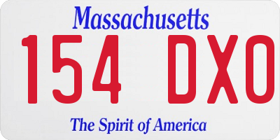 MA license plate 154DX0