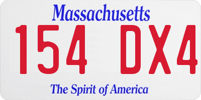MA license plate 154DX4