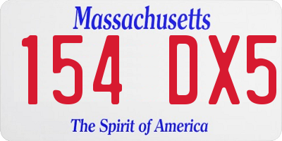 MA license plate 154DX5
