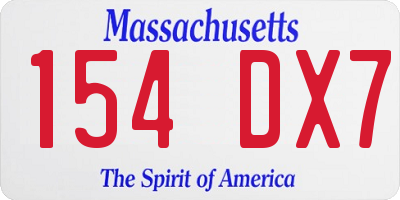 MA license plate 154DX7