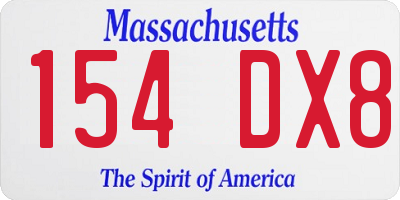 MA license plate 154DX8