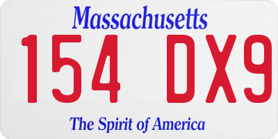 MA license plate 154DX9