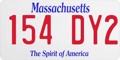 MA license plate 154DY2