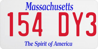 MA license plate 154DY3