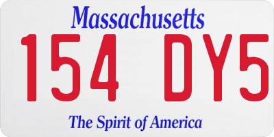 MA license plate 154DY5