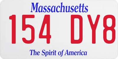 MA license plate 154DY8