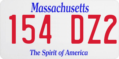 MA license plate 154DZ2