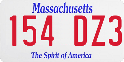 MA license plate 154DZ3