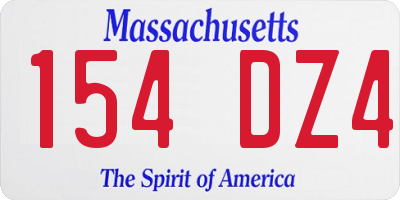 MA license plate 154DZ4
