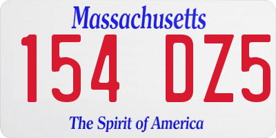 MA license plate 154DZ5