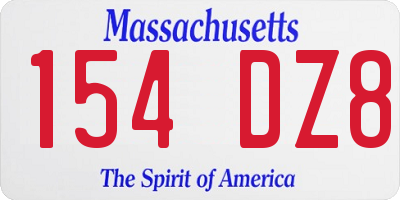 MA license plate 154DZ8