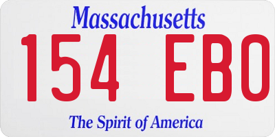 MA license plate 154EB0