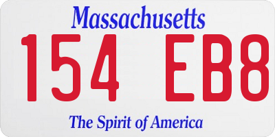 MA license plate 154EB8