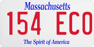 MA license plate 154EC0