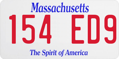 MA license plate 154ED9