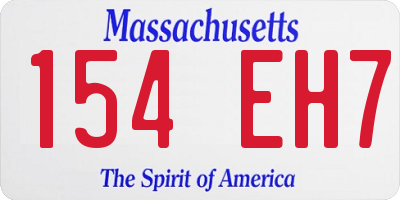 MA license plate 154EH7