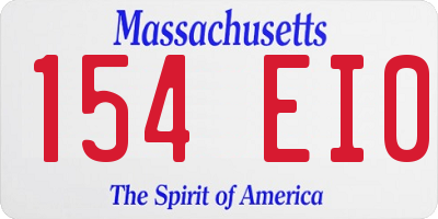 MA license plate 154EI0
